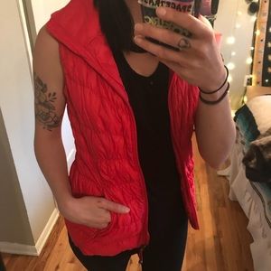 Red puffy vest